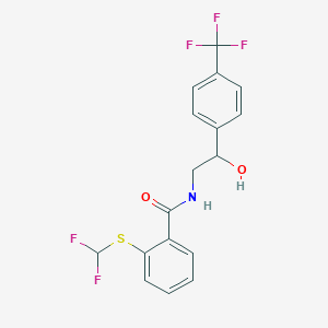 molecular formula C17H14F5NO2S B2654579 2-((difluoromethyl)thio)-N-(2-hydroxy-2-(4-(trifluoromethyl)phenyl)ethyl)benzamide CAS No. 1795085-00-5