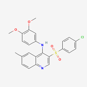 molecular formula C24H21ClN2O4S B2654580 3-((4-chlorophenyl)sulfonyl)-N-(3,4-dimethoxyphenyl)-6-methylquinolin-4-amine CAS No. 895643-05-7