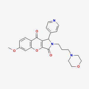 molecular formula C24H25N3O5 B2654584 6-Methoxy-2-(3-morpholinopropyl)-1-(pyridin-4-yl)-1,2-dihydrochromeno[2,3-c]pyrrole-3,9-dione CAS No. 879567-00-7