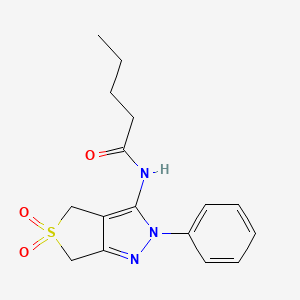 molecular formula C16H19N3O3S B2654587 N-(5,5-dioxido-2-phenyl-4,6-dihydro-2H-thieno[3,4-c]pyrazol-3-yl)pentanamide CAS No. 681265-29-2