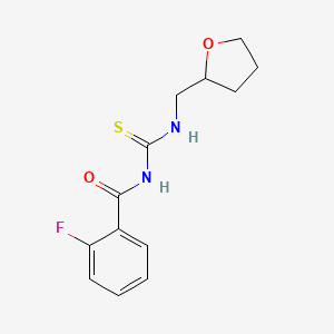 molecular formula C13H15FN2O2S B2654588 2-fluoro-N-(((tetrahydrofuran-2-yl)methyl)carbamothioyl)benzamide CAS No. 536722-14-2