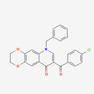 molecular formula C25H18ClNO4 B2654589 6-benzyl-8-(4-chlorobenzoyl)-2H,3H,6H,9H-[1,4]dioxino[2,3-g]quinolin-9-one CAS No. 904432-97-9