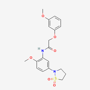 molecular formula C19H22N2O6S B2654590 N-(5-(1,1-二氧化异噻唑烷-2-基)-2-甲氧基苯基)-2-(3-甲氧基苯氧基)乙酰胺 CAS No. 946216-59-7