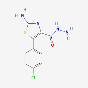 molecular formula C10H9ClN4OS B2654596 2-氨基-5-(4-氯苯基)-1,3-噻唑-4-碳酰肼 CAS No. 886361-54-2