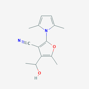 molecular formula C14H16N2O2 B2654597 2-(2,5-dimethyl-1H-pyrrol-1-yl)-4-(1-hydroxyethyl)-5-methylfuran-3-carbonitrile CAS No. 848369-68-6