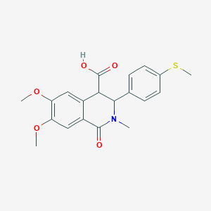 molecular formula C20H21NO5S B2654598 6,7-Dimethoxy-2-methyl-3-[4-(methylthio)phenyl]-1-oxo-1,2,3,4-tetrahydroisoquinoline-4-carboxylic acid CAS No. 896620-78-3