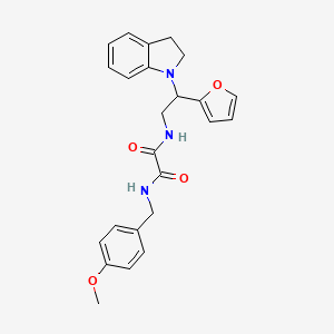 molecular formula C24H25N3O4 B2654599 N1-(2-(furan-2-yl)-2-(indolin-1-yl)ethyl)-N2-(4-methoxybenzyl)oxalamide CAS No. 898458-35-0
