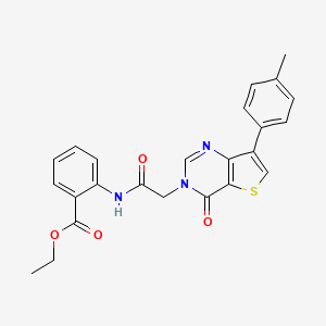 molecular formula C24H21N3O4S B2654601 ethyl 2-({[7-(4-methylphenyl)-4-oxothieno[3,2-d]pyrimidin-3(4H)-yl]acetyl}amino)benzoate CAS No. 1207003-21-1