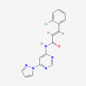 molecular formula C16H12ClN5O B2654602 (E)-N-(6-(1H-pyrazol-1-yl)pyrimidin-4-yl)-3-(2-chlorophenyl)acrylamide CAS No. 1448140-53-1