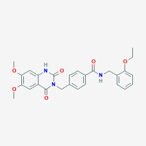 molecular formula C27H27N3O6 B2654606 4-((6,7-dimethoxy-2,4-dioxo-1,2-dihydroquinazolin-3(4H)-yl)methyl)-N-(2-ethoxybenzyl)benzamide CAS No. 1105236-26-7