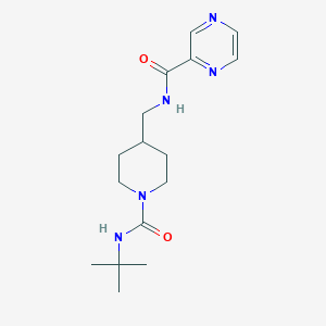 molecular formula C16H25N5O2 B2654608 N-((1-(叔丁基氨基甲酰基)哌啶-4-基)甲基)吡嗪-2-甲酰胺 CAS No. 1234887-51-4