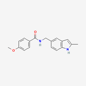 molecular formula C18H18N2O2 B2654609 4-methoxy-N-[(2-methyl-1H-indol-5-yl)methyl]benzamide CAS No. 380192-80-3