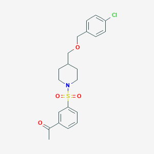molecular formula C21H24ClNO4S B2654615 1-(3-((4-(((4-Chlorobenzyl)oxy)methyl)piperidin-1-yl)sulfonyl)phenyl)ethanone CAS No. 1396879-01-8