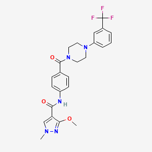 3-methoxy-1-methyl-N-(4-(4-(3-(trifluoromethyl)phenyl)piperazine-1-carbonyl)phenyl)-1H-pyrazole-4-carboxamide