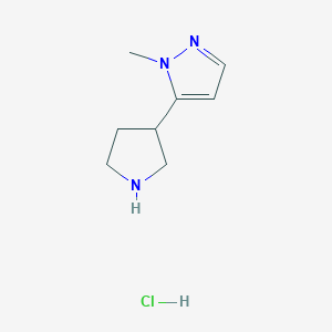 molecular formula C8H14ClN3 B2654629 1-Methyl-5-pyrrolidin-3-ylpyrazole;hydrochloride CAS No. 2445793-65-5