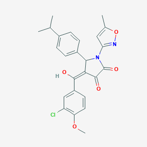 molecular formula C25H23ClN2O5 B265464 4-(3-chloro-4-methoxybenzoyl)-3-hydroxy-5-(4-isopropylphenyl)-1-(5-methyl-3-isoxazolyl)-1,5-dihydro-2H-pyrrol-2-one 