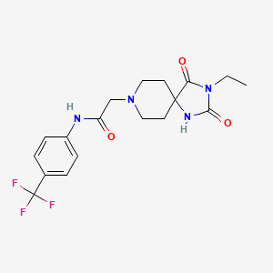 molecular formula C18H21F3N4O3 B2654641 2-(3-乙基-2,4-二氧代-1,3,8-三氮杂螺[4.5]癸-8-基)-N-(4-(三氟甲基)苯基)乙酰胺 CAS No. 923692-93-7