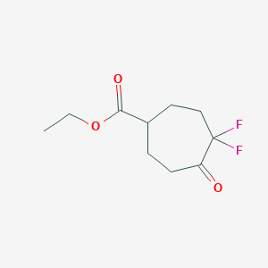 molecular formula C10H14F2O3 B2654643 Ethyl 4,4-difluoro-5-oxocycloheptane-1-carboxylate CAS No. 2225136-21-8