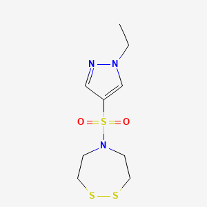 molecular formula C9H15N3O2S3 B2654662 5-(1-Ethylpyrazol-4-yl)sulfonyl-1,2,5-dithiazepane CAS No. 2192857-14-8