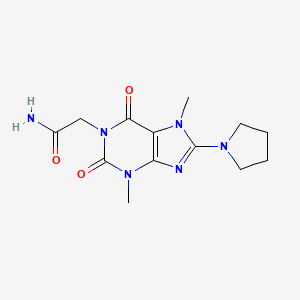 molecular formula C13H18N6O3 B2654673 2-(3,7-dimethyl-2,6-dioxo-8-(pyrrolidin-1-yl)-2,3,6,7-tetrahydro-1H-purin-1-yl)acetamide CAS No. 1421481-06-2