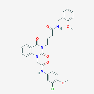molecular formula C29H29ClN4O6 B2654677 4-(1-(2-((3-chloro-4-methoxyphenyl)amino)-2-oxoethyl)-2,4-dioxo-1,2-dihydroquinazolin-3(4H)-yl)-N-(2-methoxybenzyl)butanamide CAS No. 899915-08-3