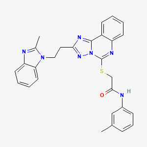 molecular formula C28H25N7OS B2654678 2-[[2-[2-(2-methylbenzimidazol-1-yl)ethyl]-[1,2,4]triazolo[1,5-c]quinazolin-5-yl]sulfanyl]-N-(3-methylphenyl)acetamide CAS No. 896700-00-8