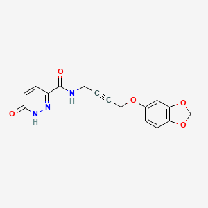 molecular formula C16H13N3O5 B2654679 N-(4-(benzo[d][1,3]dioxol-5-yloxy)but-2-yn-1-yl)-6-oxo-1,6-dihydropyridazine-3-carboxamide CAS No. 1428362-39-3