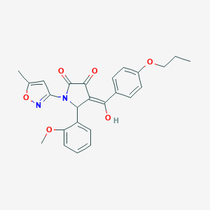 molecular formula C25H24N2O6 B265468 3-hydroxy-5-(2-methoxyphenyl)-1-(5-methyl-3-isoxazolyl)-4-(4-propoxybenzoyl)-1,5-dihydro-2H-pyrrol-2-one 