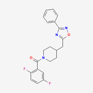 molecular formula C21H19F2N3O2 B2654681 1-(2,5-二氟苯甲酰)-4-[(3-苯基-1,2,4-恶二唑-5-基)甲基]哌啶 CAS No. 1775467-13-4