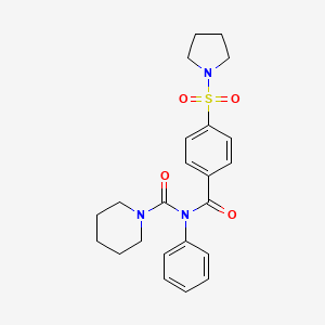 molecular formula C23H27N3O4S B2654685 N-phenyl-N-(4-(pyrrolidin-1-ylsulfonyl)benzoyl)piperidine-1-carboxamide CAS No. 899755-23-8