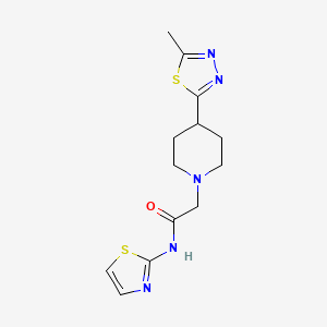 molecular formula C13H17N5OS2 B2654689 2-(4-(5-methyl-1,3,4-thiadiazol-2-yl)piperidin-1-yl)-N-(thiazol-2-yl)acetamide CAS No. 1323351-62-7