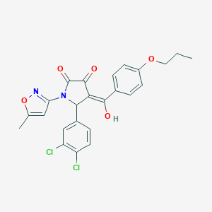 molecular formula C24H20Cl2N2O5 B265469 5-(3,4-dichlorophenyl)-3-hydroxy-1-(5-methyl-3-isoxazolyl)-4-(4-propoxybenzoyl)-1,5-dihydro-2H-pyrrol-2-one 