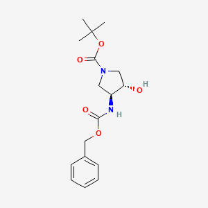 molecular formula C17H24N2O5 B2654692 (3S,4S)-1-Boc-4-(Cbz-amino)-3-pyrrolidinol CAS No. 708273-30-7; 952443-93-5