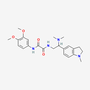 molecular formula C23H30N4O4 B2654698 N1-(3,4-dimethoxyphenyl)-N2-(2-(dimethylamino)-2-(1-methylindolin-5-yl)ethyl)oxalamide CAS No. 922116-73-2