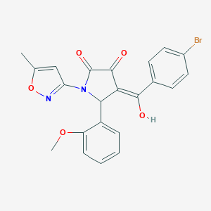 molecular formula C22H17BrN2O5 B265470 4-(4-bromobenzoyl)-3-hydroxy-5-(2-methoxyphenyl)-1-(5-methyl-3-isoxazolyl)-1,5-dihydro-2H-pyrrol-2-one 