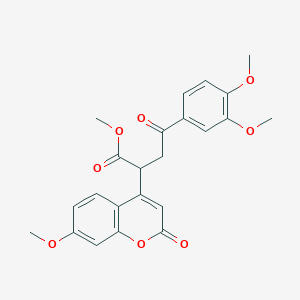 molecular formula C23H22O8 B2654706 methyl 4-(3,4-dimethoxyphenyl)-2-(7-methoxy-2-oxo-2H-chromen-4-yl)-4-oxobutanoate CAS No. 951970-81-3