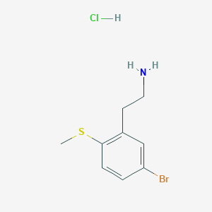 molecular formula C9H13BrClNS B2654707 2-(5-溴-2-甲硫基苯基)乙胺；盐酸盐 CAS No. 2126178-26-3