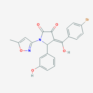 molecular formula C21H15BrN2O5 B265471 4-(4-bromobenzoyl)-3-hydroxy-5-(3-hydroxyphenyl)-1-(5-methyl-3-isoxazolyl)-1,5-dihydro-2H-pyrrol-2-one 