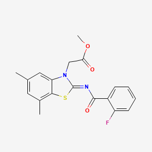 Methyl 2-[2-(2-fluorobenzoyl)imino-5,7-dimethyl-1,3-benzothiazol-3-yl]acetate