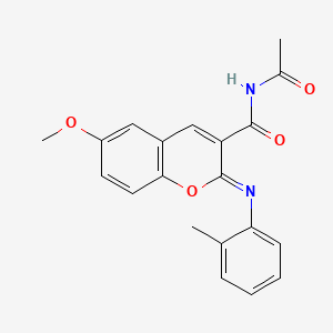 molecular formula C20H18N2O4 B2654725 (2Z)-N-acetyl-6-methoxy-2-[(2-methylphenyl)imino]-2H-chromene-3-carboxamide CAS No. 328268-94-6