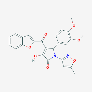 molecular formula C25H20N2O7 B265474 4-(1-benzofuran-2-ylcarbonyl)-5-(3,4-dimethoxyphenyl)-3-hydroxy-1-(5-methyl-3-isoxazolyl)-1,5-dihydro-2H-pyrrol-2-one 