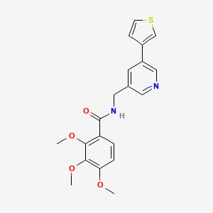 molecular formula C20H20N2O4S B2654741 2,3,4-trimethoxy-N-((5-(thiophen-3-yl)pyridin-3-yl)methyl)benzamide CAS No. 1706000-52-3