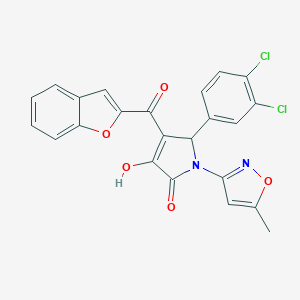 molecular formula C23H14Cl2N2O5 B265475 4-(1-benzofuran-2-ylcarbonyl)-5-(3,4-dichlorophenyl)-3-hydroxy-1-(5-methyl-3-isoxazolyl)-1,5-dihydro-2H-pyrrol-2-one 