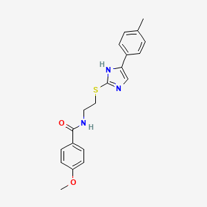 molecular formula C20H21N3O2S B2654752 4-methoxy-N-(2-((5-(p-tolyl)-1H-imidazol-2-yl)thio)ethyl)benzamide CAS No. 897454-65-8