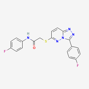 molecular formula C19H13F2N5OS B2654756 N-(4-fluorophenyl)-2-((3-(4-fluorophenyl)-[1,2,4]triazolo[4,3-b]pyridazin-6-yl)thio)acetamide CAS No. 852373-87-6