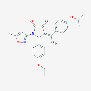 molecular formula C26H26N2O6 B265476 5-(4-ethoxyphenyl)-3-hydroxy-4-(4-isopropoxybenzoyl)-1-(5-methyl-3-isoxazolyl)-1,5-dihydro-2H-pyrrol-2-one 