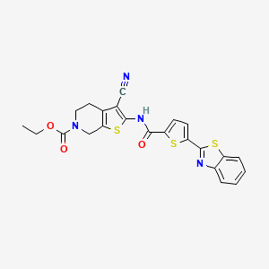 molecular formula C23H18N4O3S3 B2654761 2-(5-(苯并[d]噻唑-2-基)噻吩-2-羧酰胺)-3-氰基-4,5-二氢噻吩并[2,3-c]吡啶-6(7H)-羧酸乙酯 CAS No. 864939-04-8