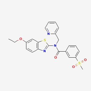 molecular formula C23H21N3O4S2 B2654763 N-(6-ethoxybenzo[d]thiazol-2-yl)-3-(methylsulfonyl)-N-(pyridin-2-ylmethyl)benzamide CAS No. 886936-75-0