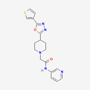 molecular formula C18H19N5O2S B2654765 N-(pyridin-3-yl)-2-(4-(5-(thiophen-3-yl)-1,3,4-oxadiazol-2-yl)piperidin-1-yl)acetamide CAS No. 1448077-72-2