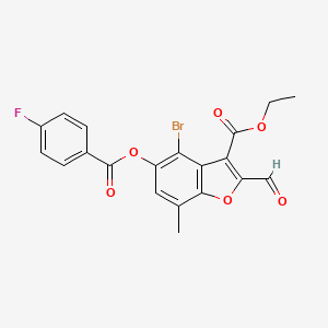 molecular formula C20H14BrFO6 B2654767 4-溴-5-((4-氟苯甲酰)氧基)-2-甲酰-7-甲基苯并呋喃-3-羧酸乙酯 CAS No. 324539-01-7